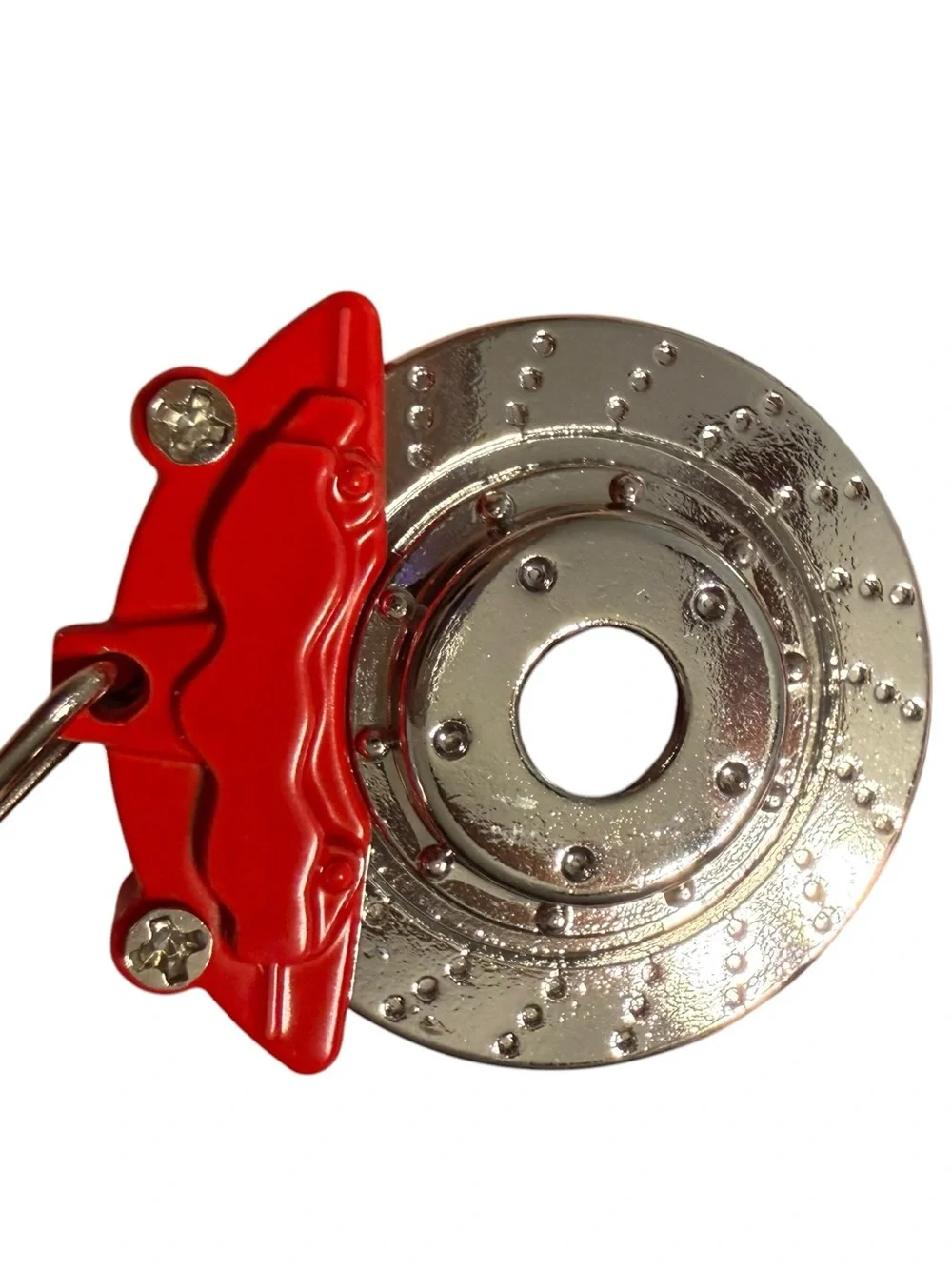 Automotive Brake Rotor & Red Caliper Novelty Keychain Car Enthusiast Gift